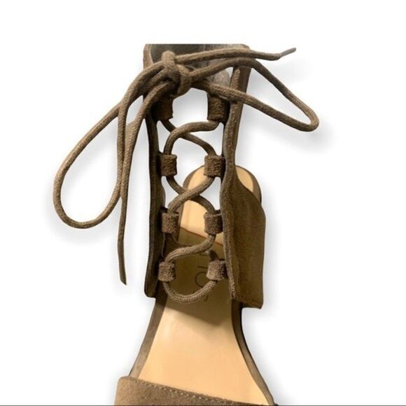 Sole Society Heels Women’s Size 7 Suede Lace Up Block Sandals in Dark Taupe - Picture 6 of 12